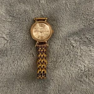 Dainty Rose Gold Fossil Watch crystal Halo